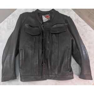 First Classics Mens Black Leather Motorcycle Jacket Snap Zip Cruiser Biker 3X